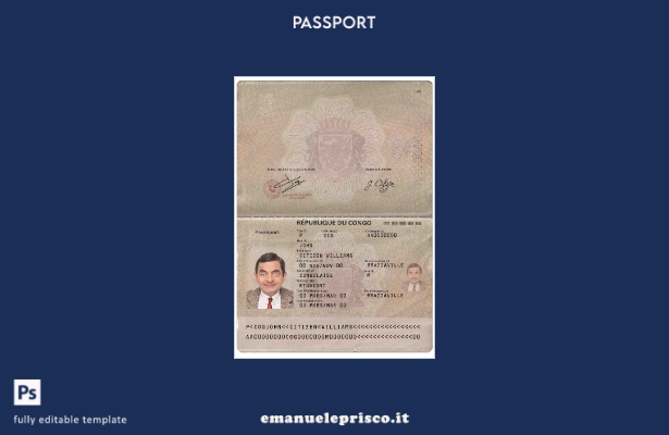 modello di passaporto del Congo in stile verificato (presente).